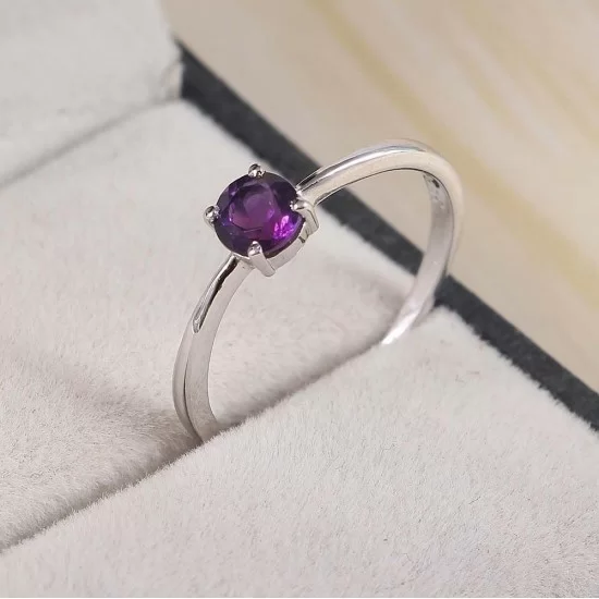 Purple stone store silver ring